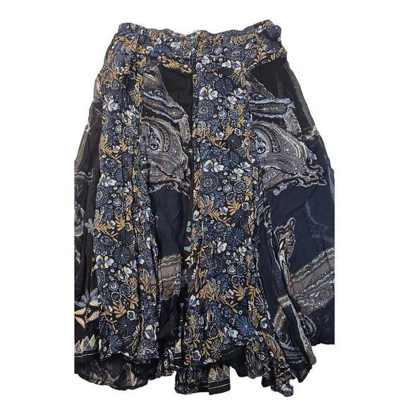 Coldwater creek PM M PETITE chiffon lined Maxi skirt flowy pleated mixed media + - Picture 1 of 8